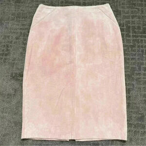 Powder Pink Suede  Pencil Skirt